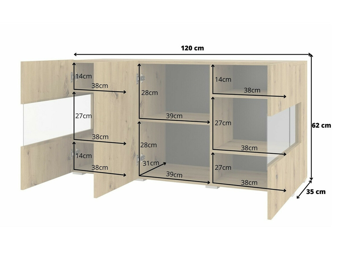 Aparador Revmiru 102 (Blanco + Roble wotan)