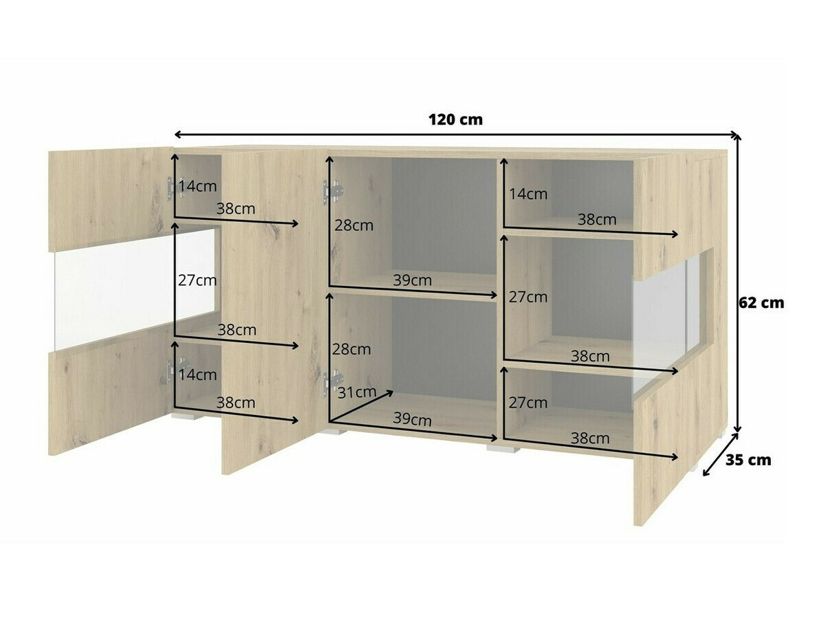 Aparador Revmiru 102 (Negro + Roble wotan)