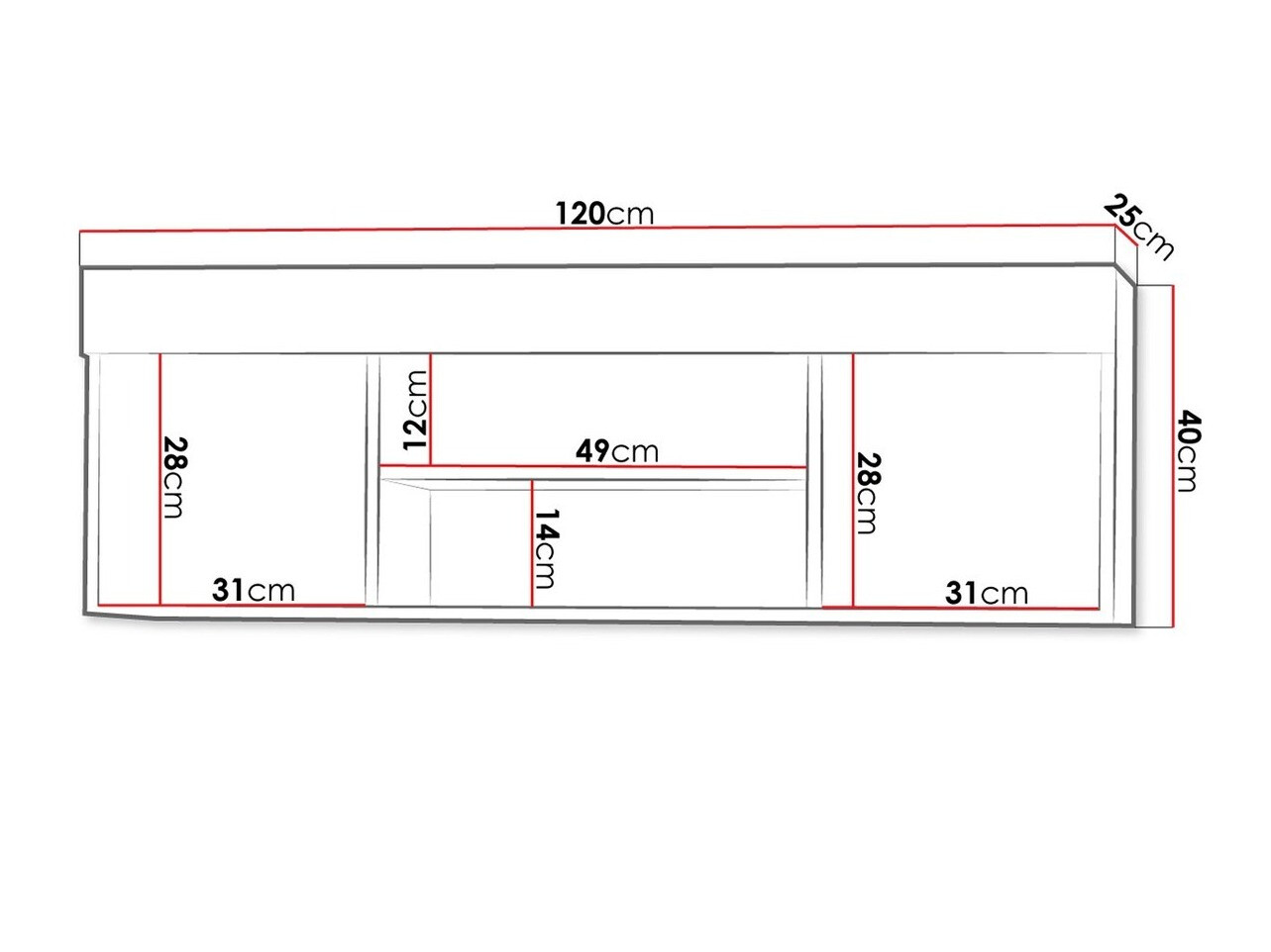 Estantería de pared Melfeli 123 (Roble Sonoma)