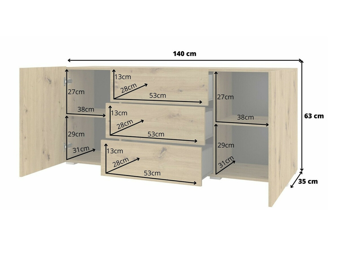 Cómoda Revmiru 103 (Negro + Roble wotan)