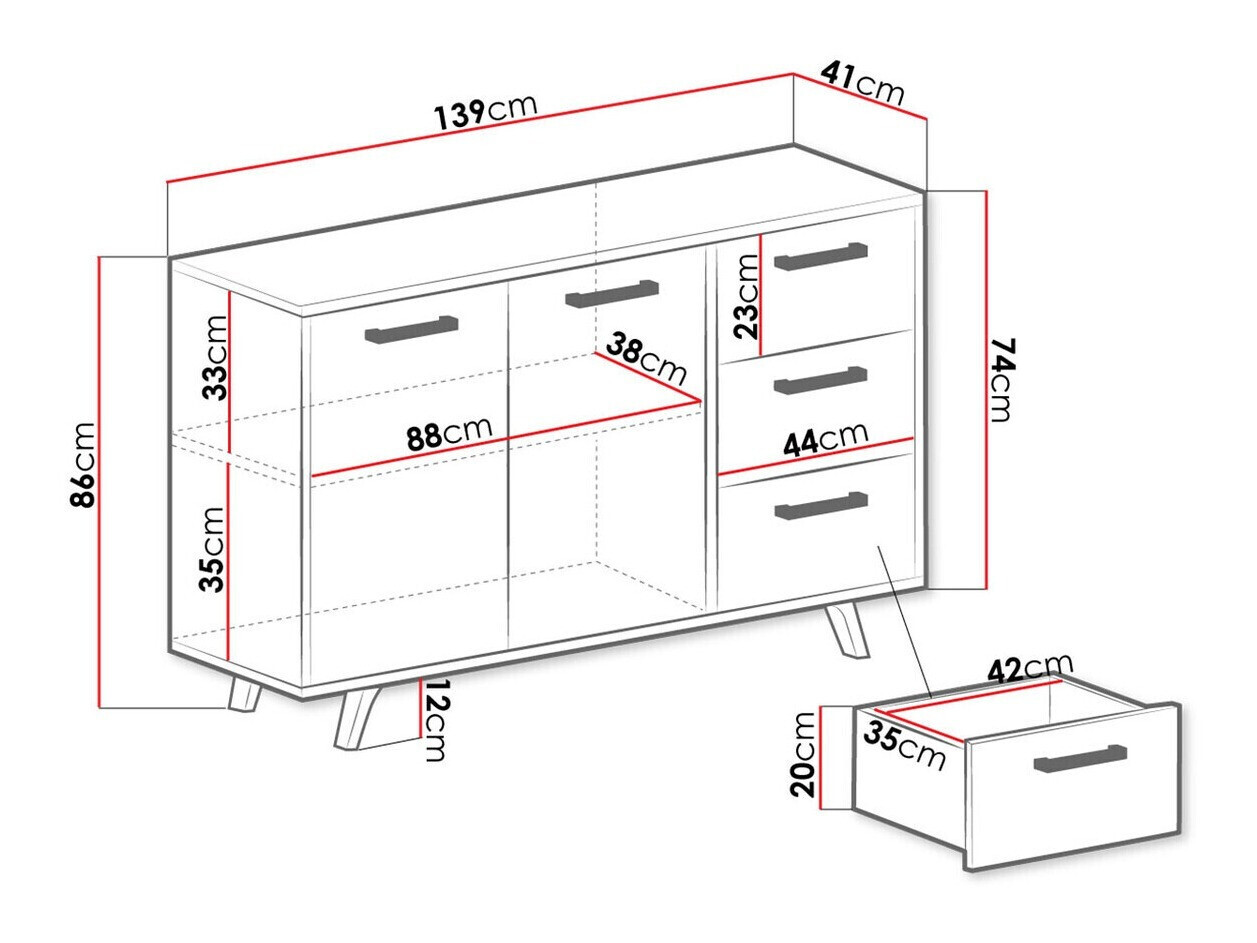 Cómoda Rosa (Azul + Dorado)