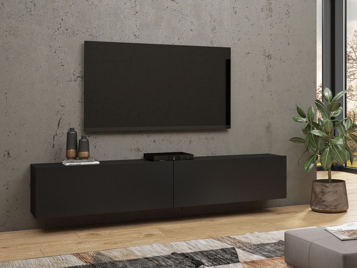 Mueble TV Revmiru 104 (Negro + Roble wotan)