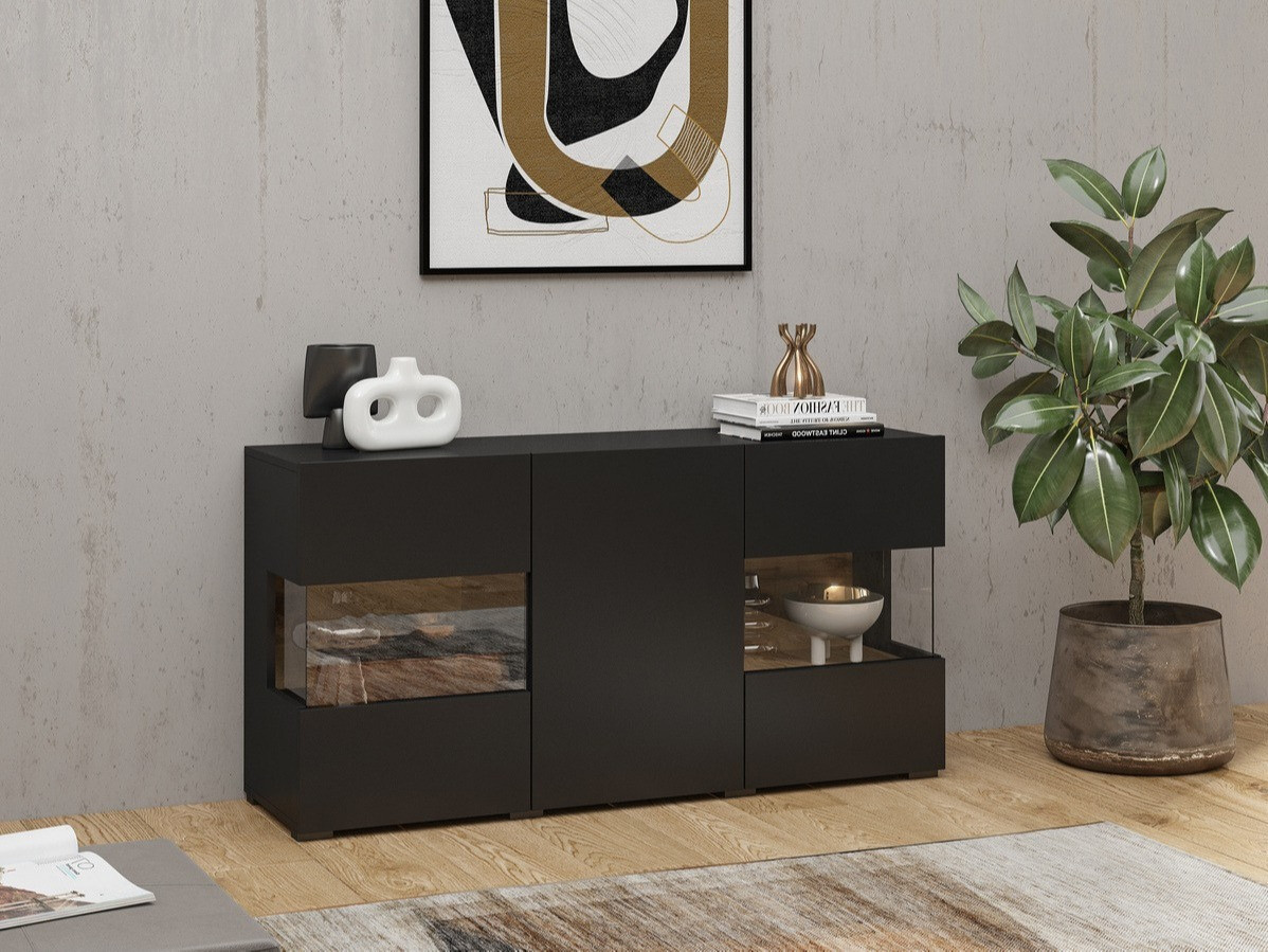 Aparador Revmiru 102 (Negro + Roble wotan)