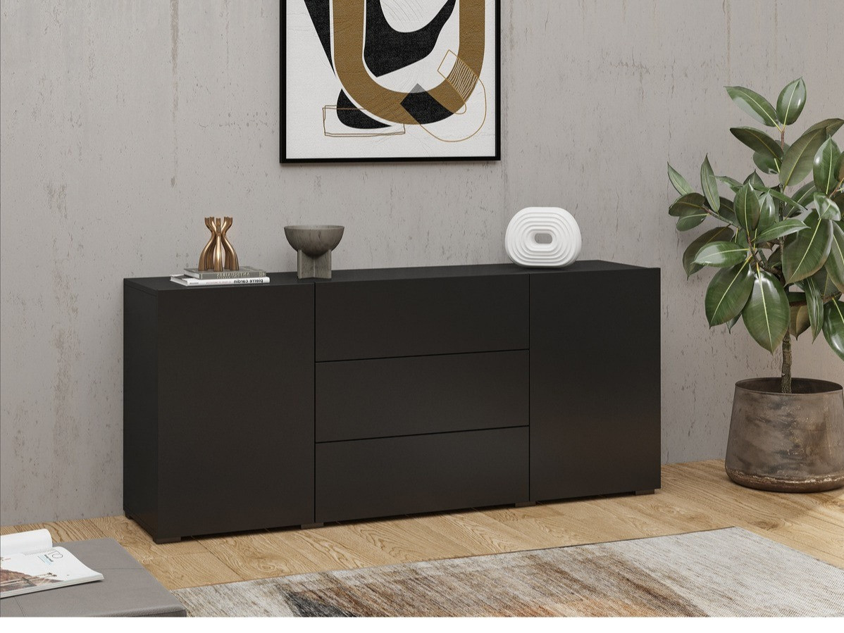 Cómoda Revmiru 103 (Negro + Roble wotan)