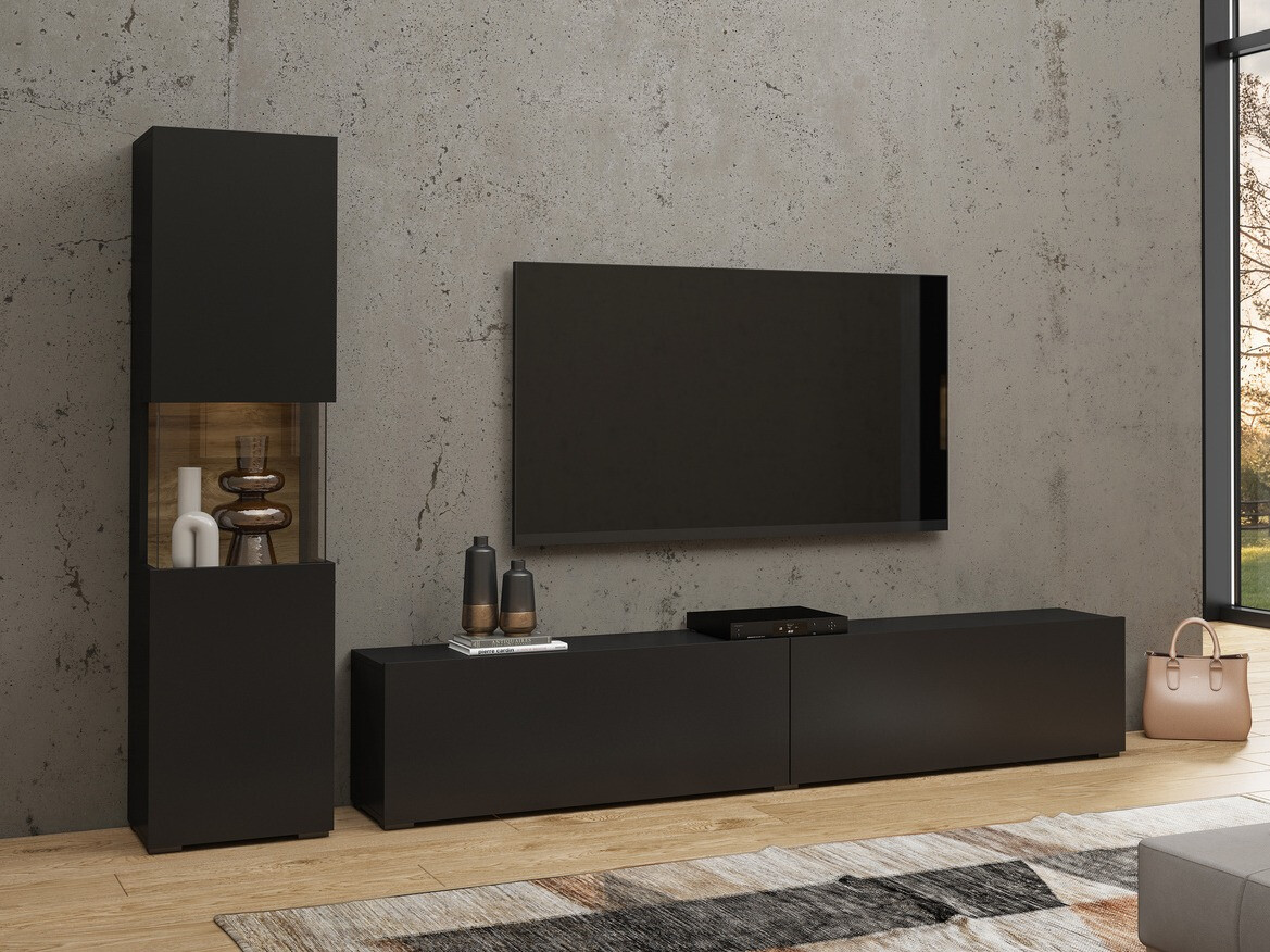 Conjunto de salón Revmiru 105 (Negro + Roble wotan)