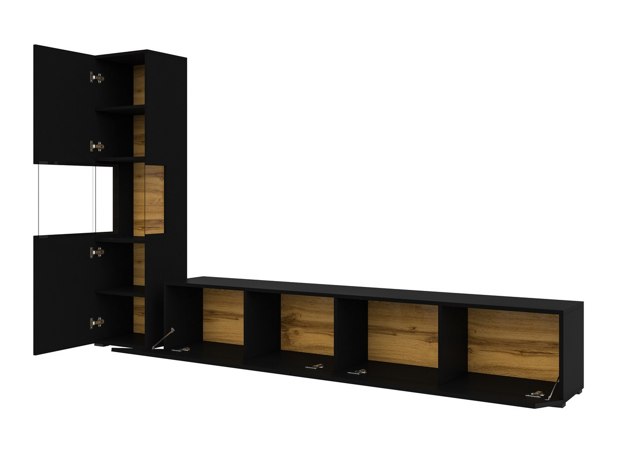 Conjunto de salón Revmiru 105 (Negro + Roble wotan)