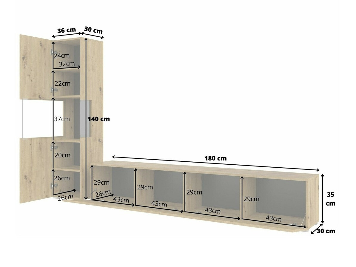 Conjunto de salón Revmiru 105 (Negro + Roble wotan)
