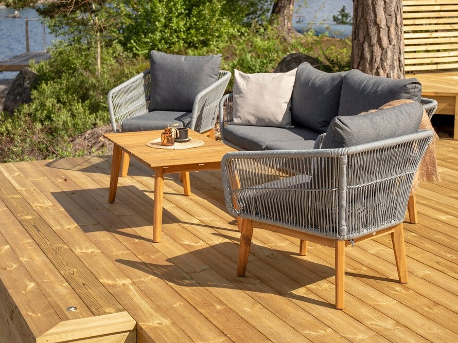 Conjunto de muebles de exterior Dallas 661 (Gris + Acacia)