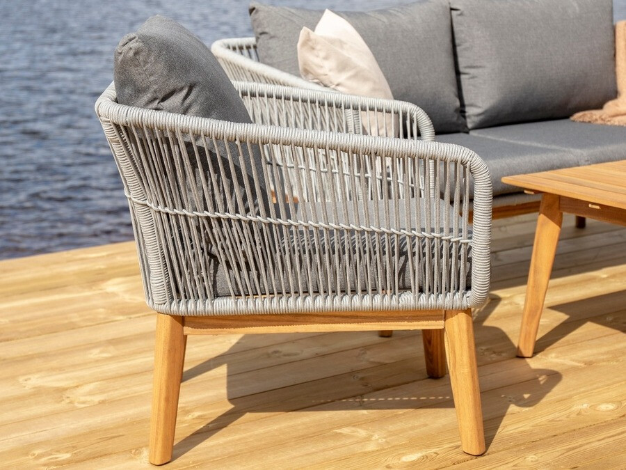 Conjunto de muebles de exterior Dallas 661 (Gris + Acacia)