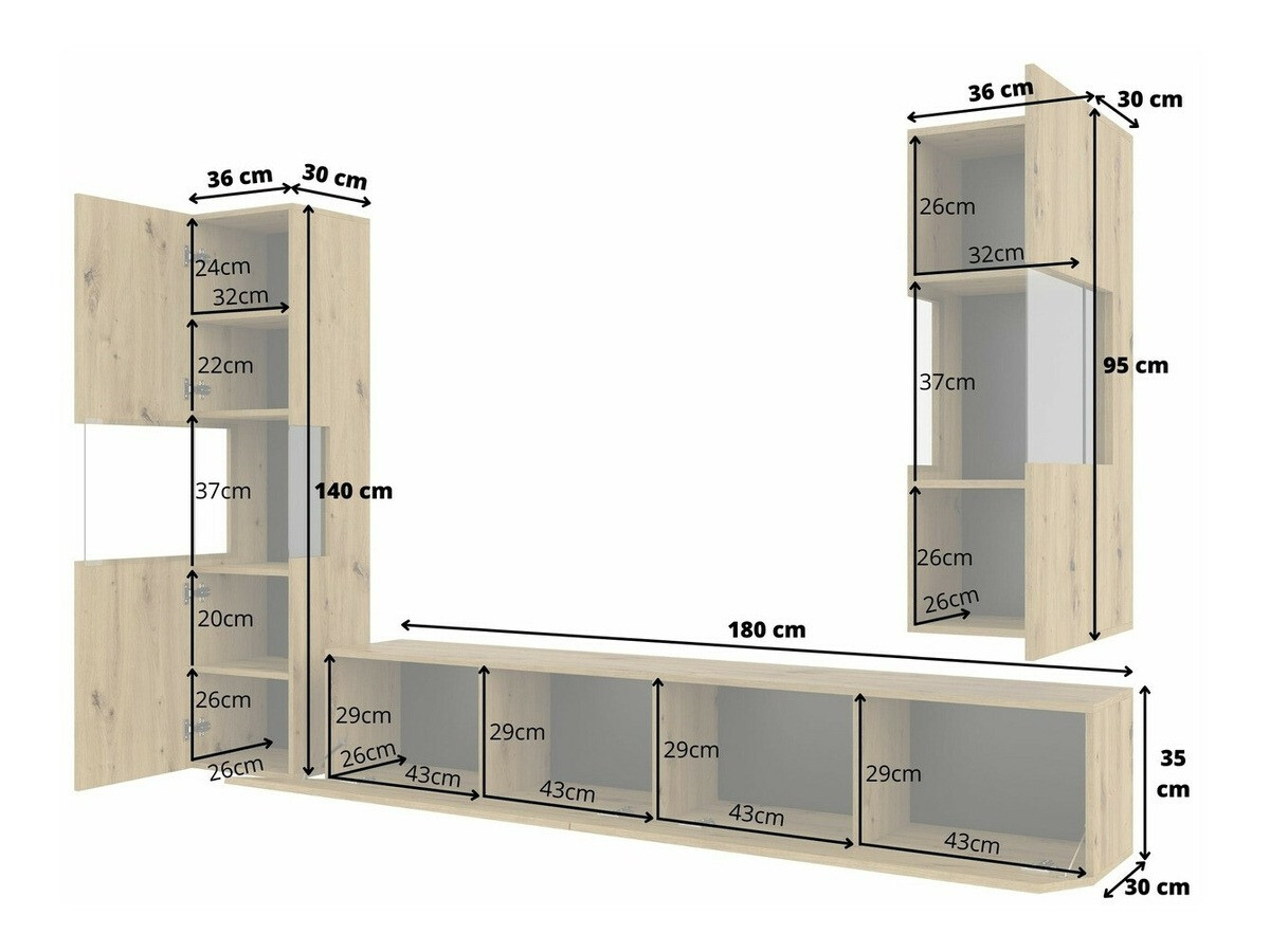 Conjunto de salón Revmiru 106 (Blanco + Roble wotan)