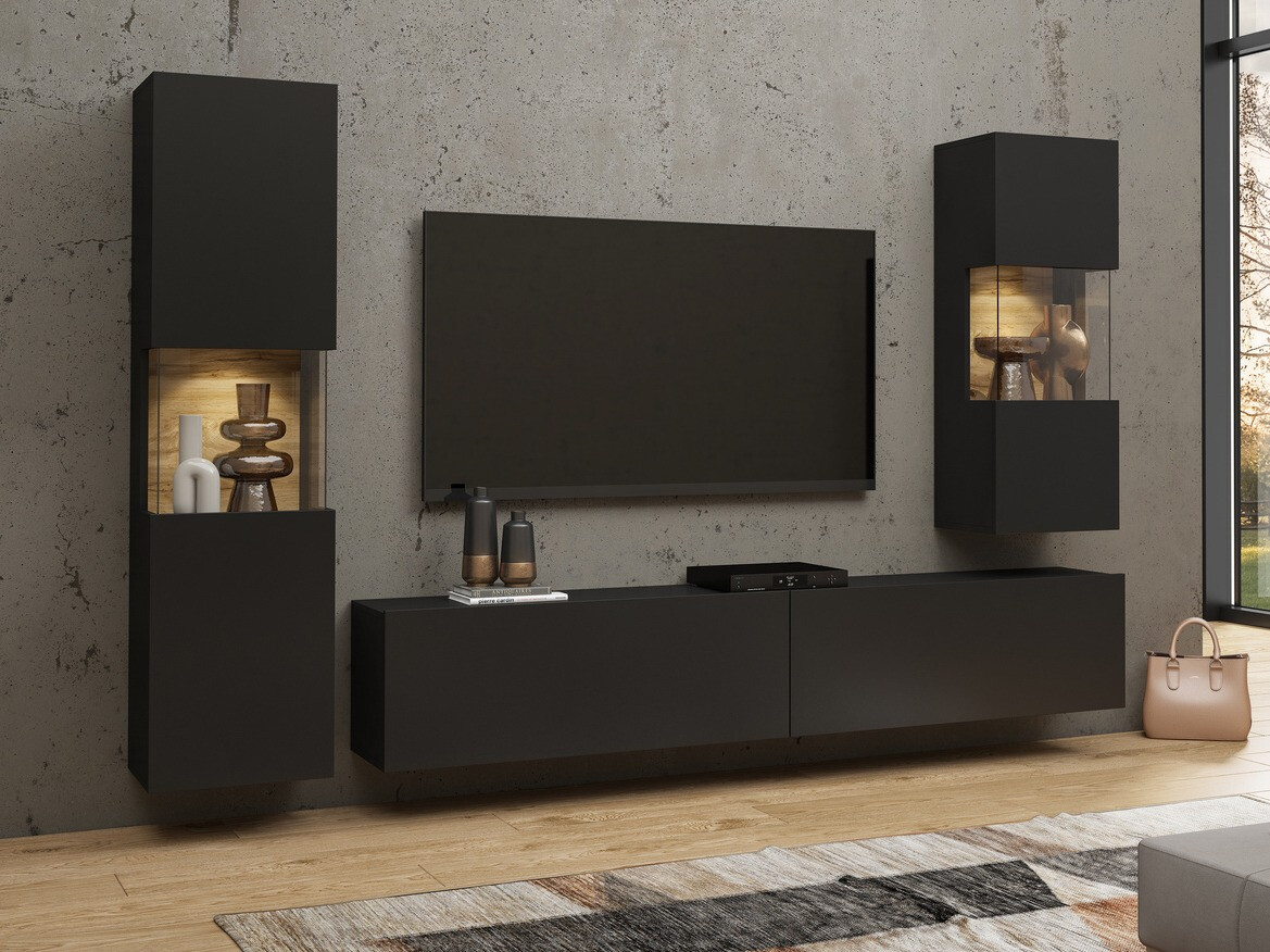 Conjunto de salón Revmiru 106 (Negro + Roble wotan)