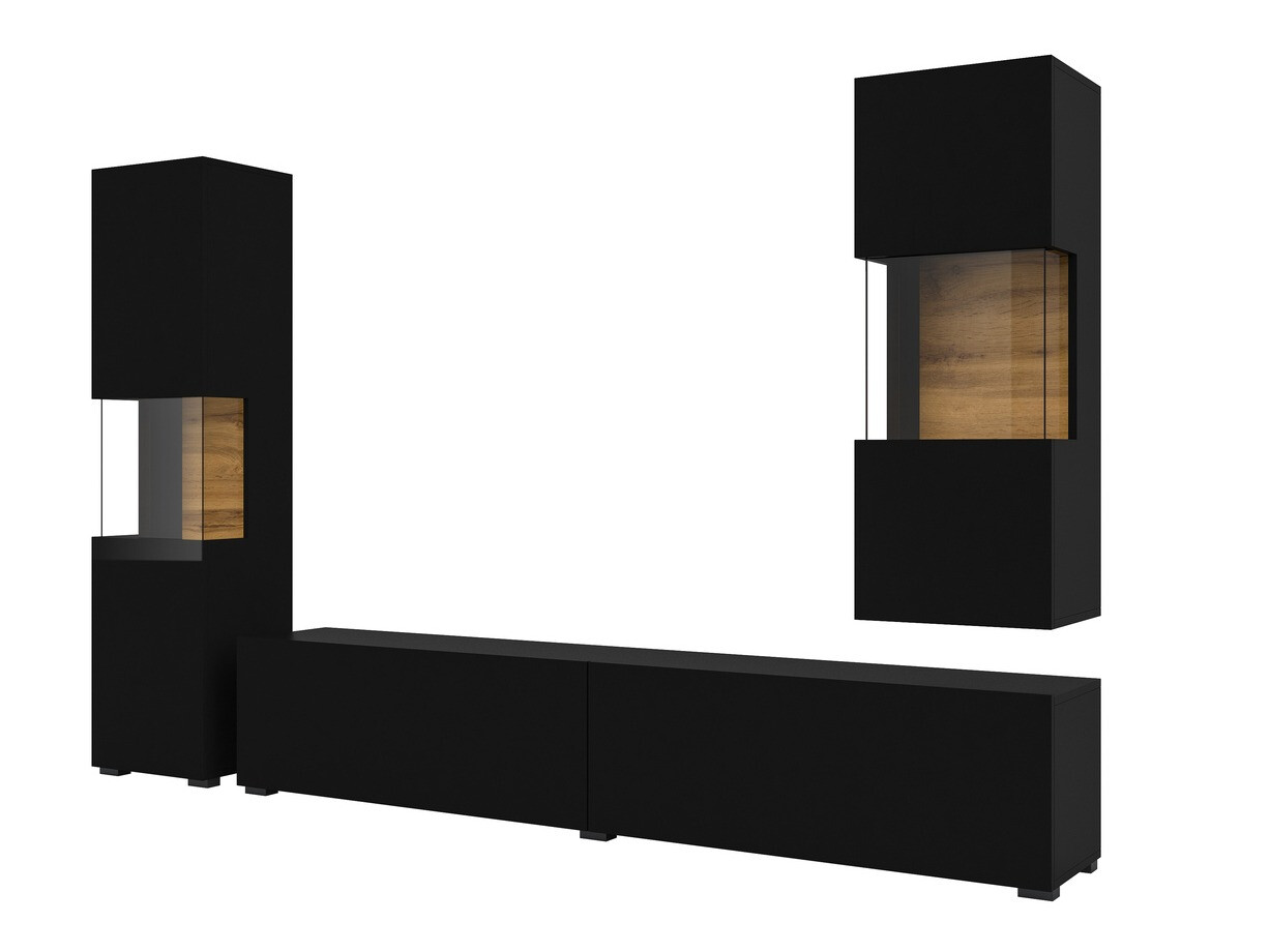 Conjunto de salón Revmiru 106 (Negro + Roble wotan)