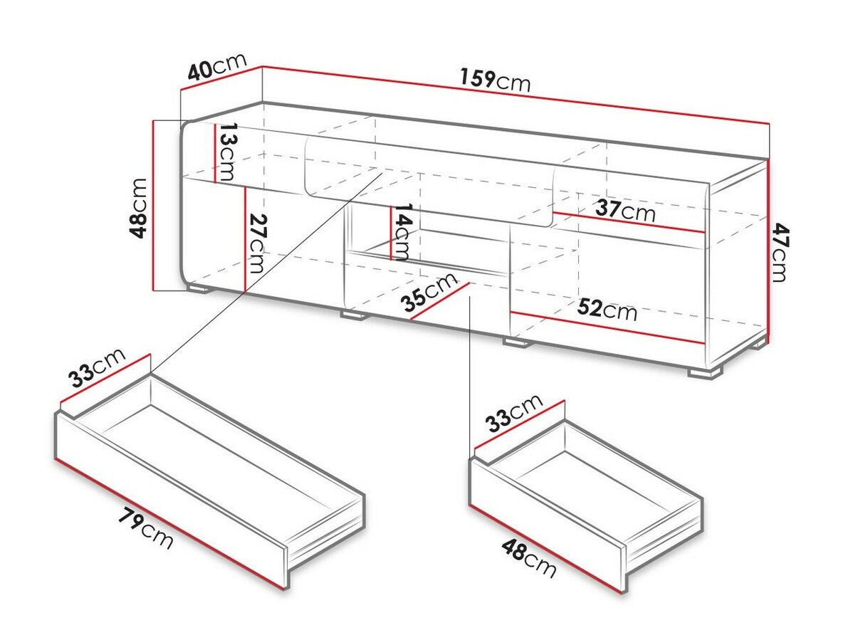 Mueble TV Torsone 101 (Blanco + Blanco brillante)