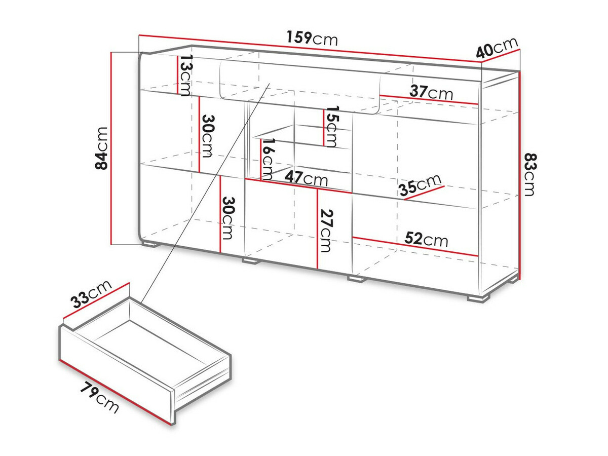 Cómoda Torsone 108 (Blanco + Blanco brillante)