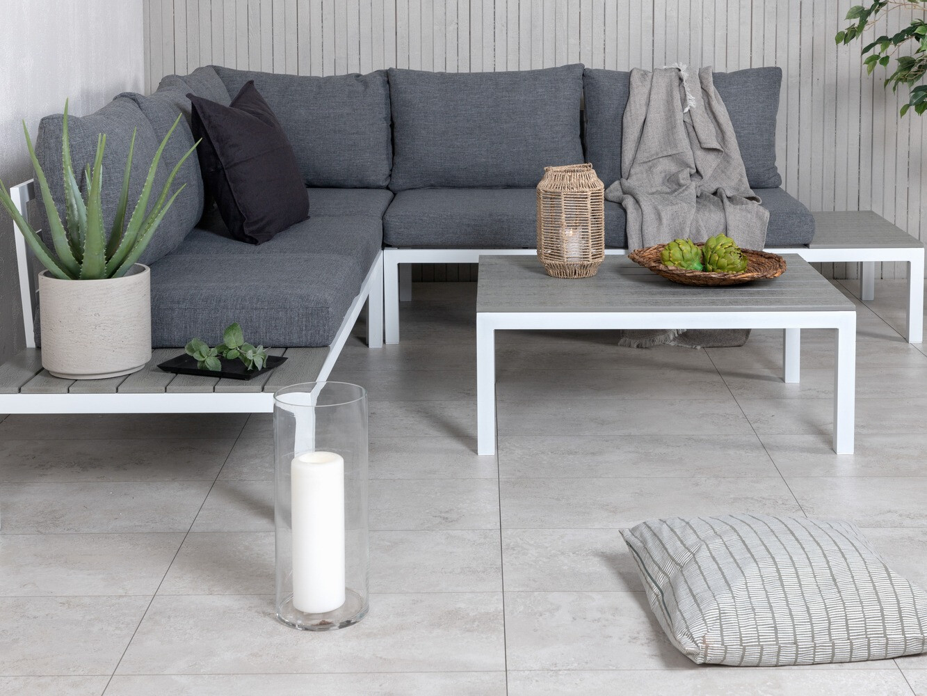 Conjunto de muebles de exterior Dallas 2158 (Blanco + Gris)