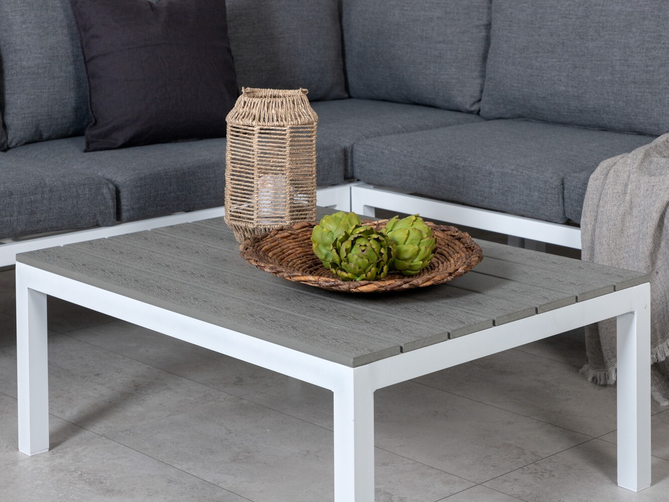 Conjunto de muebles de exterior Dallas 2158 (Blanco + Gris)