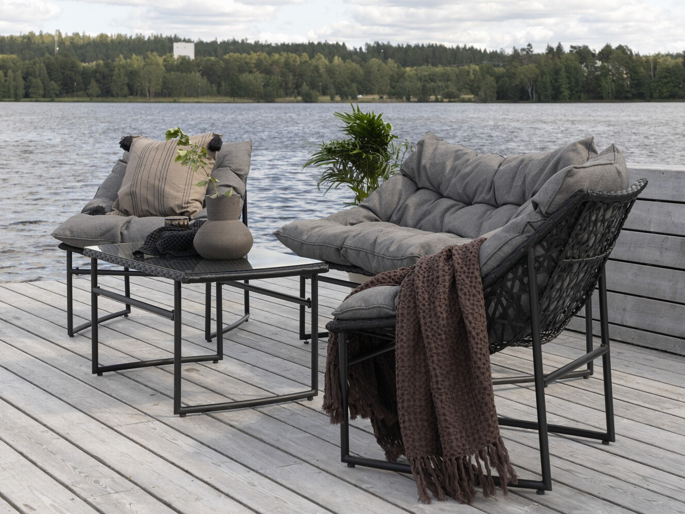 Conjunto de muebles de exterior Dallas 4732 (Negro + Gris)