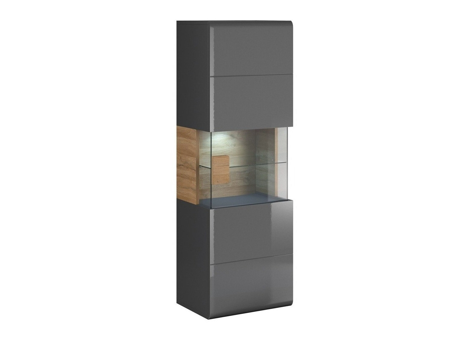 Estantería de pared Torsone 109 (Antracita + Gloss antracita + Roble nieto)