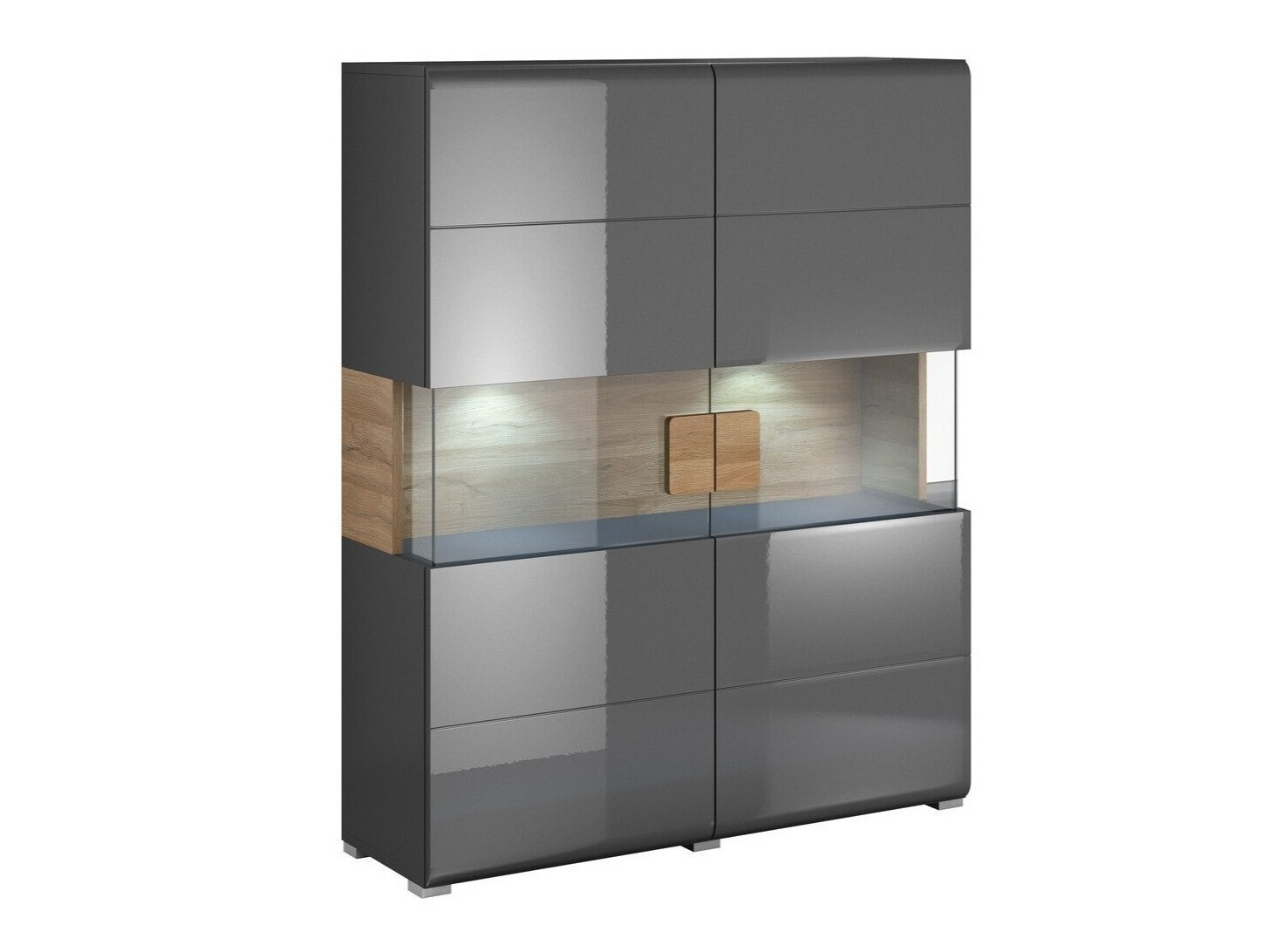 Estantería Torsone 107 (Antracita + Gloss antracita + Roble nieto)