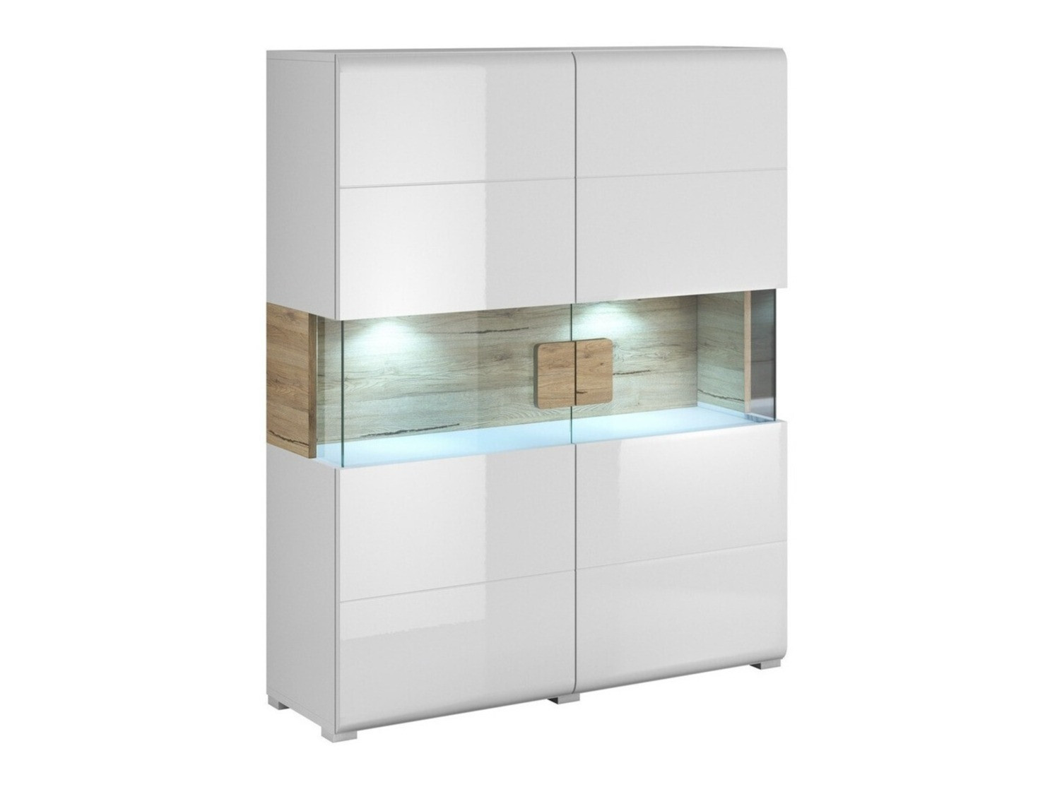 Estantería Torsone 107 (Blanco + Blanco brillante + Roble sanremo)