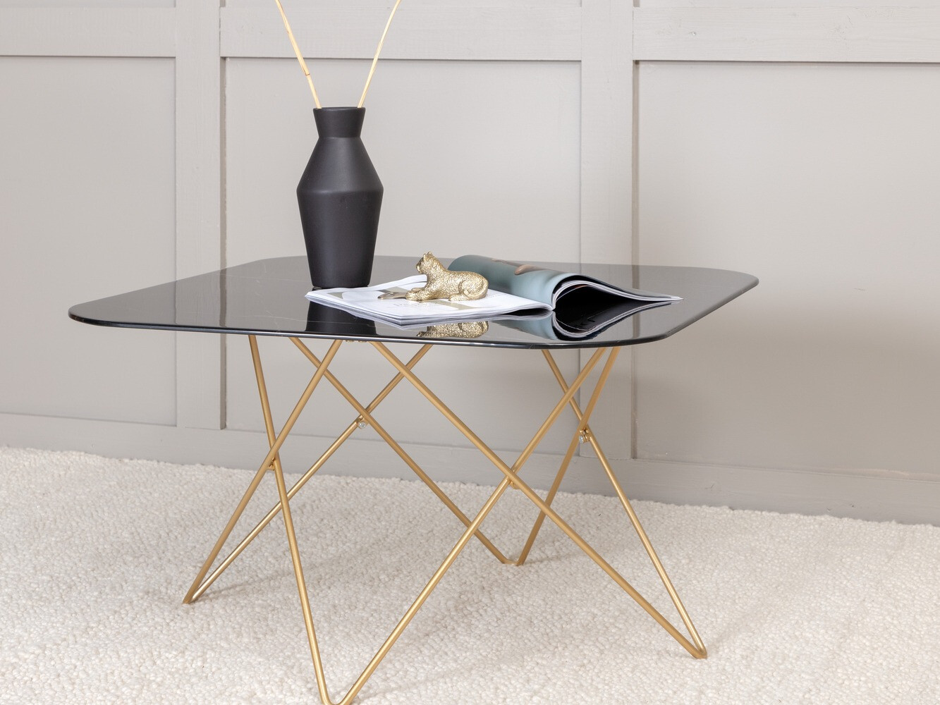 Mesa de centro Dallas 1723 (Negro + Latón)