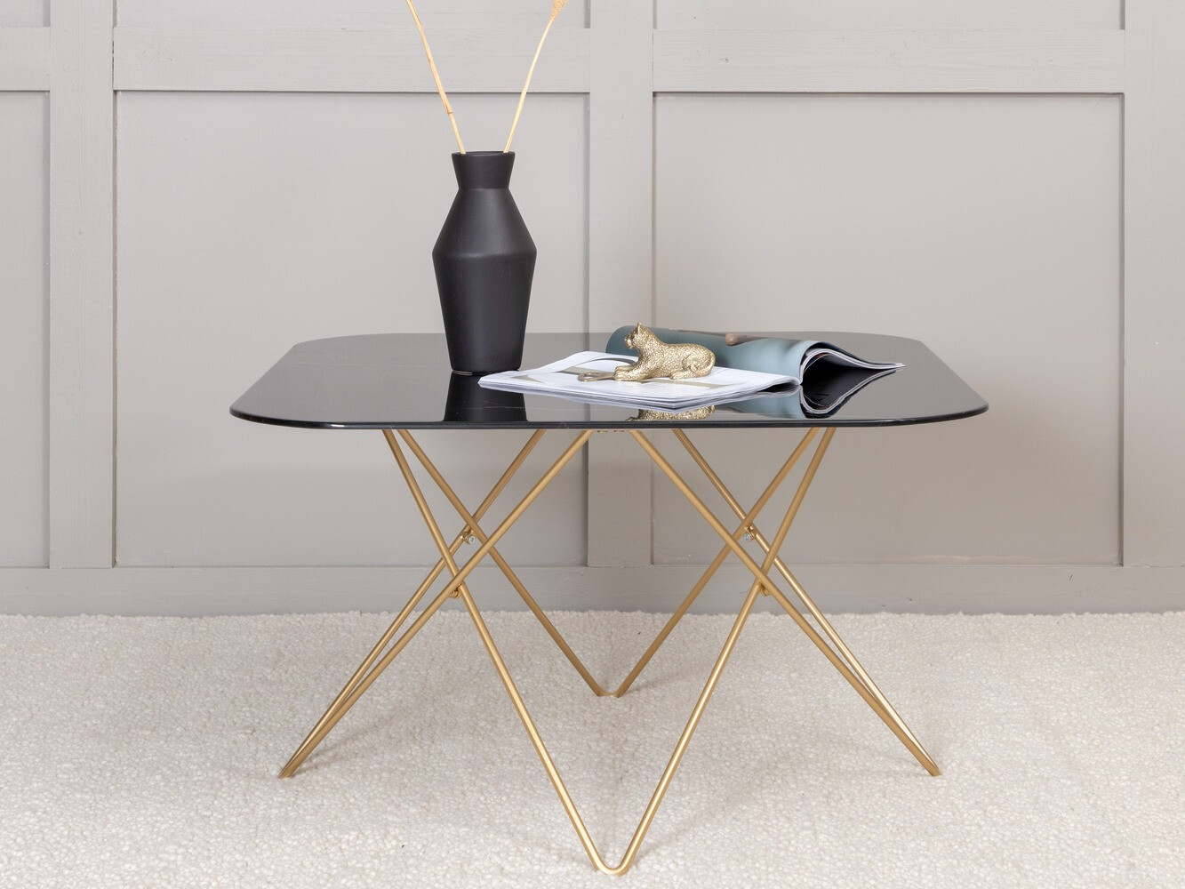 Mesa de centro Dallas 1723 (Negro + Latón)