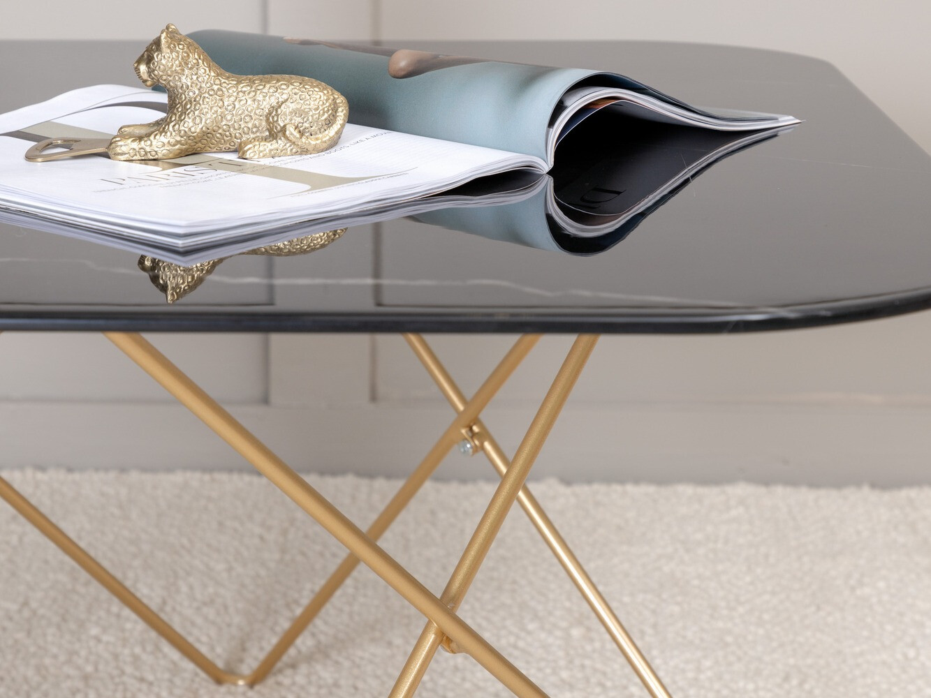 Mesa de centro Dallas 1723 (Negro + Latón)