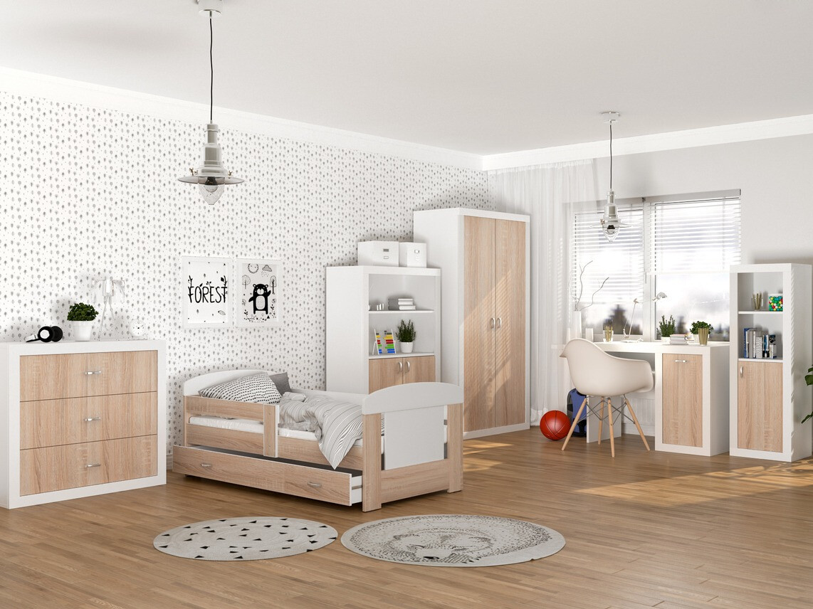 Mesa de oficina Tentive 102 (Blanco + Roble Sonoma)