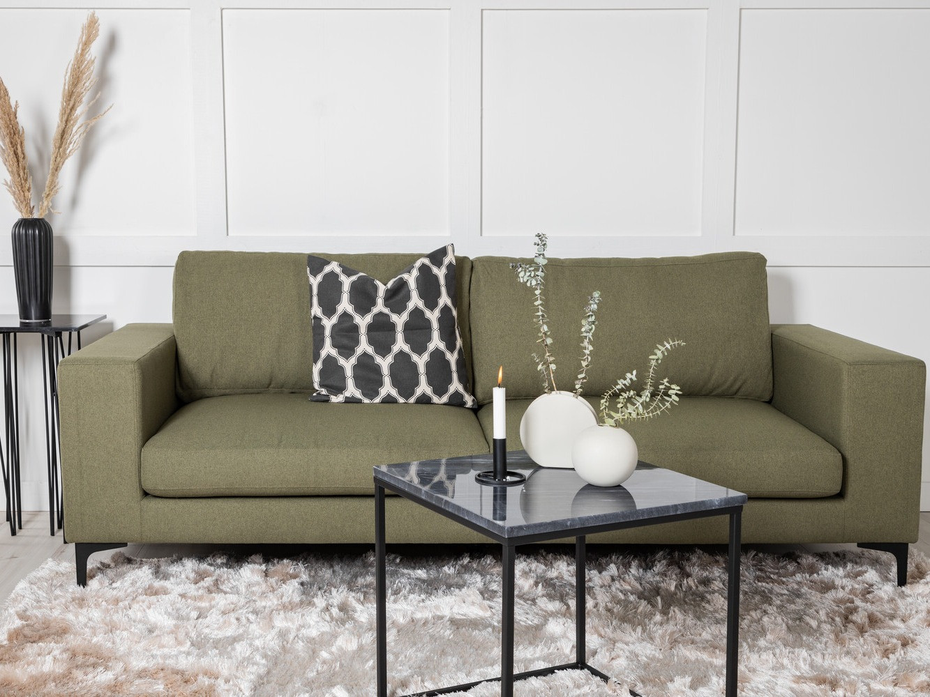 Sofá Dallas 2910 (Verde polvoriento + Negro)