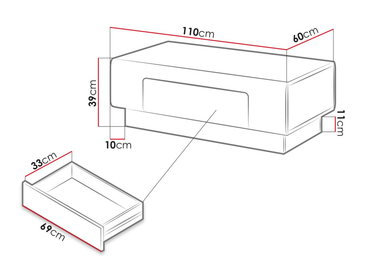 Mesa de centro Torsone 111 (Antracita + Gloss antracita + Roble nieto)