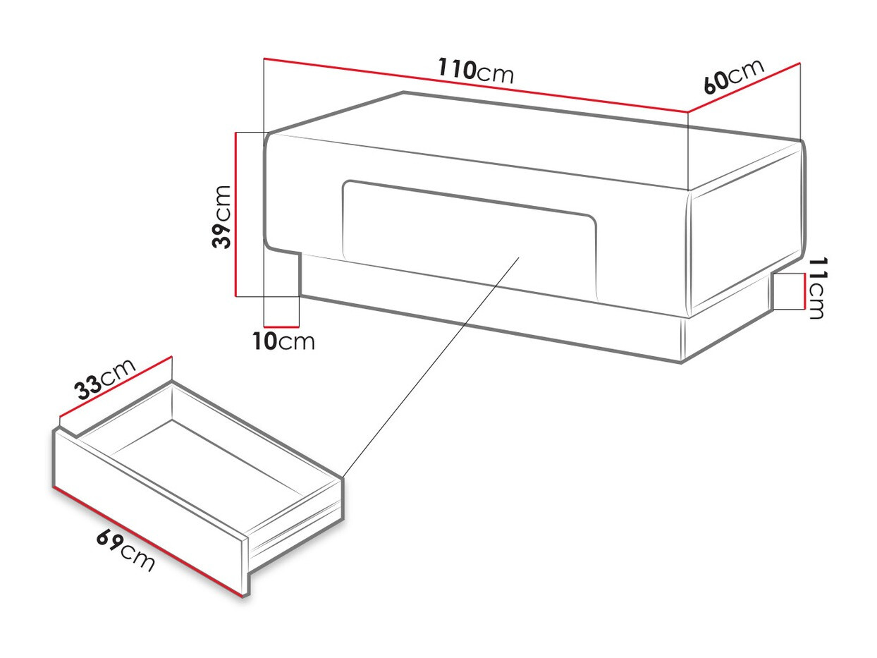 Mesa de centro Torsone 111 (Blanco + Blanco brillante + Roble sanremo)