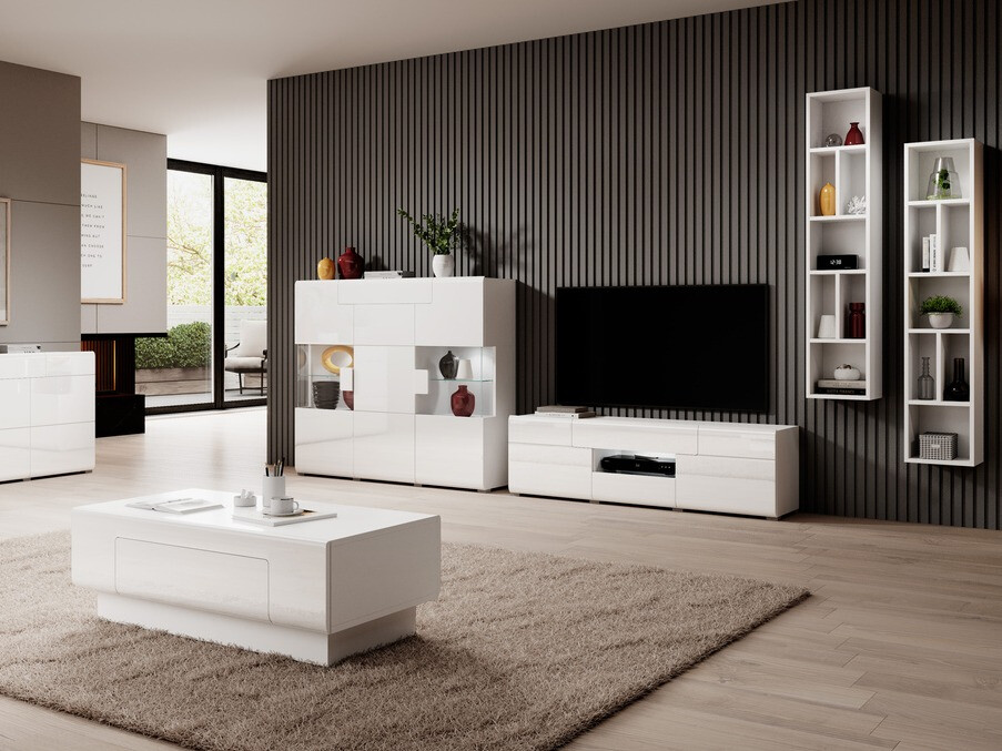 Mesa de centro Torsone 111 (Blanco + Blanco brillante)