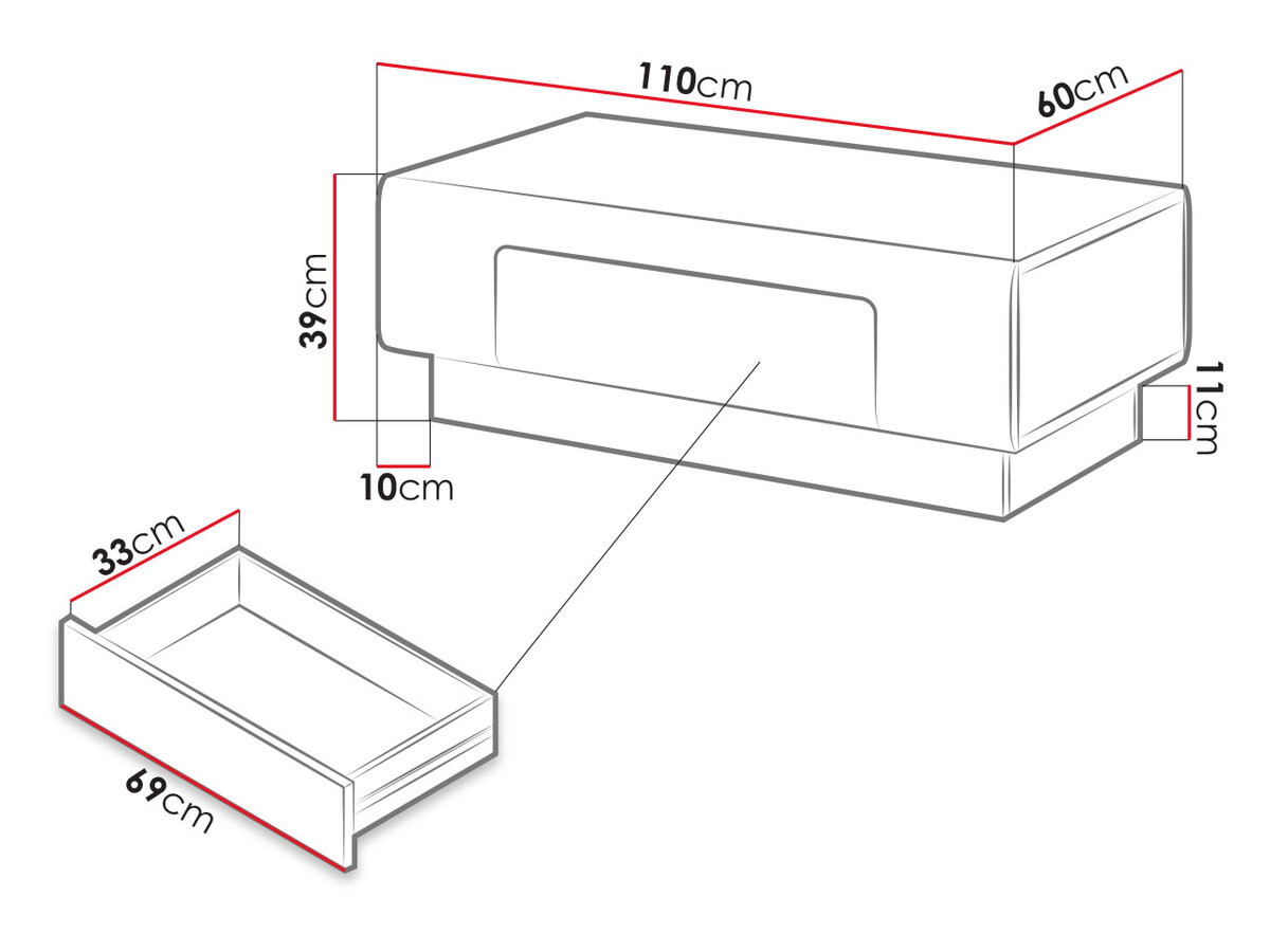 Mesa de centro Torsone 111 (Blanco + Blanco brillante)