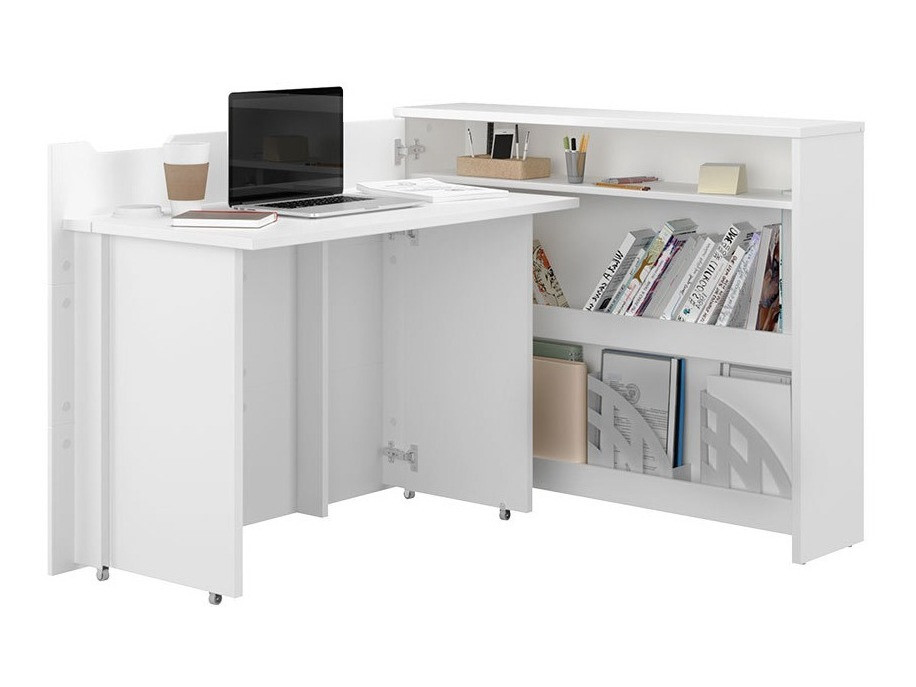 Mesa de ordenador esquinera Concept Pro Lenart (Blanco + Blanco brillante)