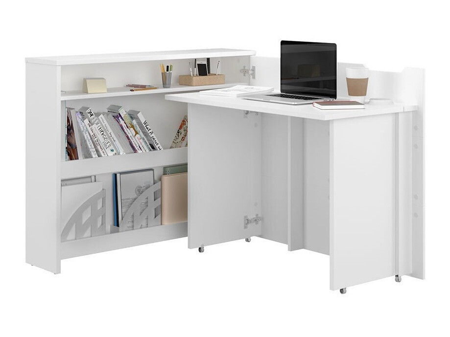 Mesa de ordenador esquinera Concept Pro Lenart (Blanco + Blanco brillante)