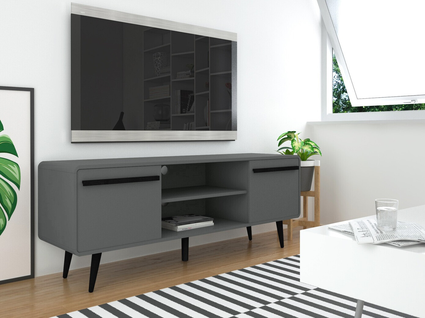 Mueble TV Denton 359 (Gris + Negro)
