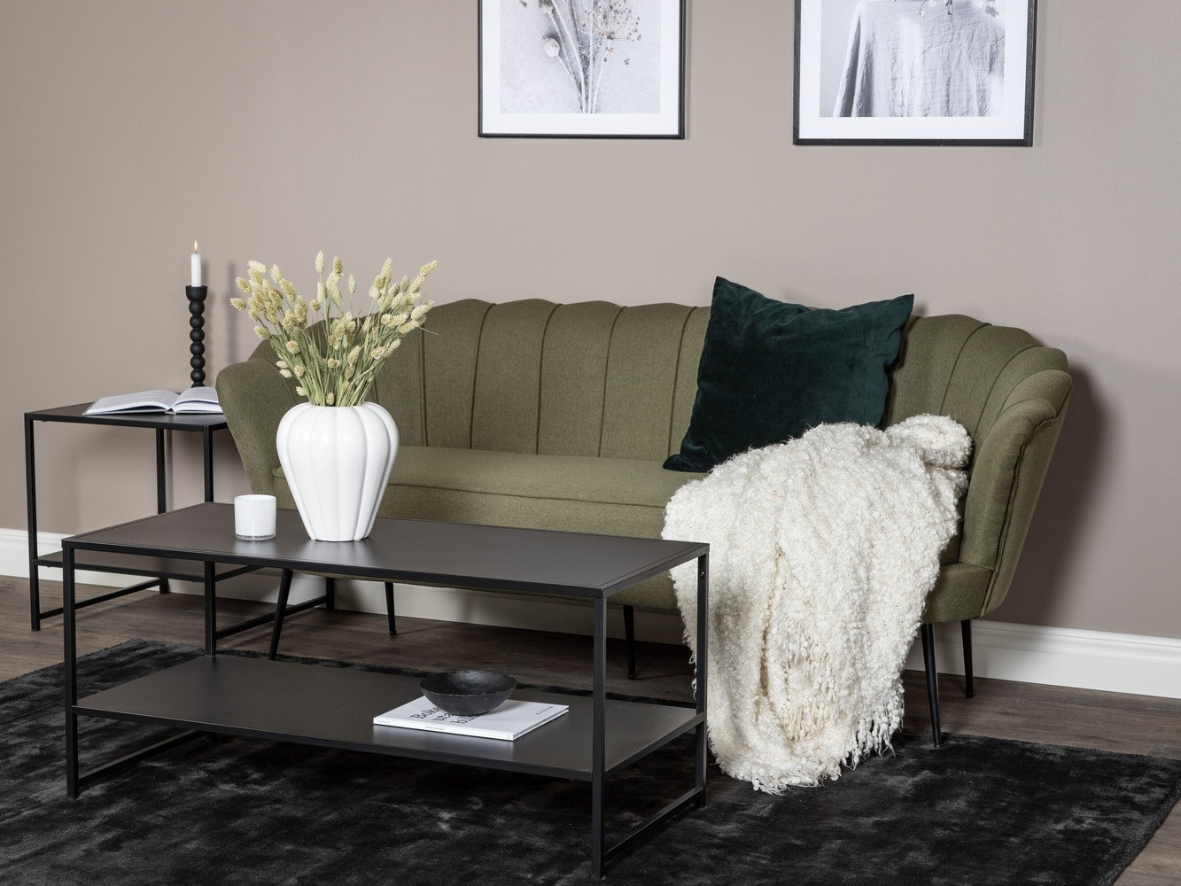 Sofá Dallas 2917 (Verde polvoriento + Negro)