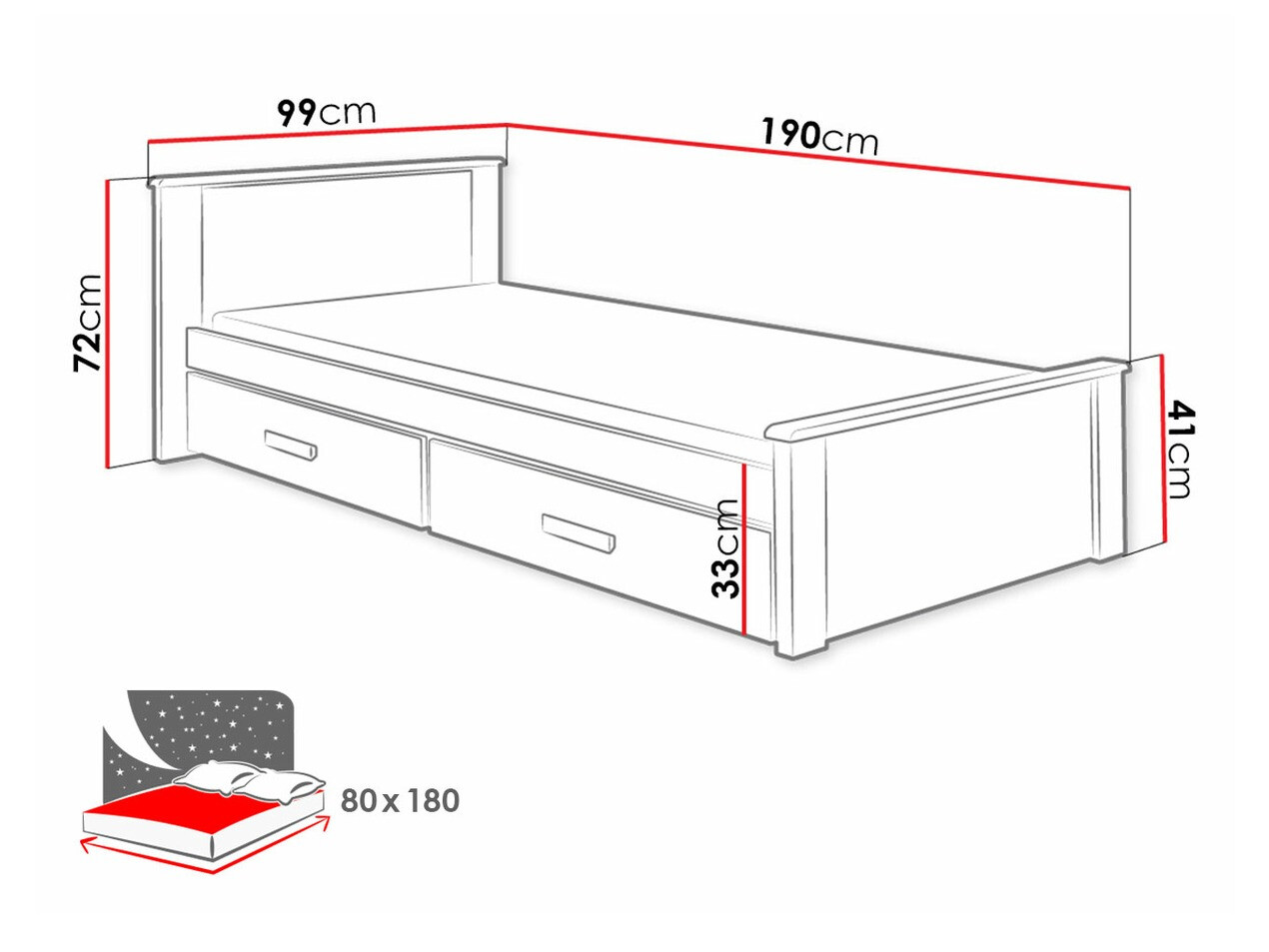 Cama Henderson 115 (Blanco + Azul)