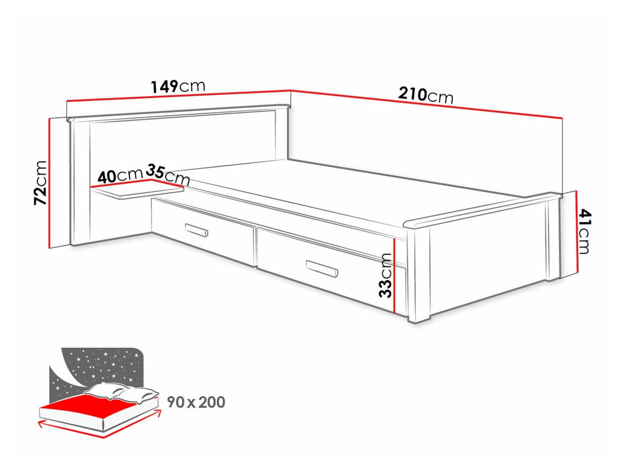 Cama Henderson 118 (Blanco + Azul)