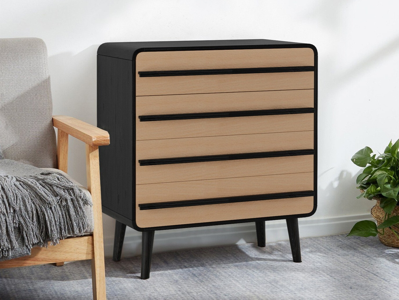 Cómoda Denton 566 (Negro + Roble)