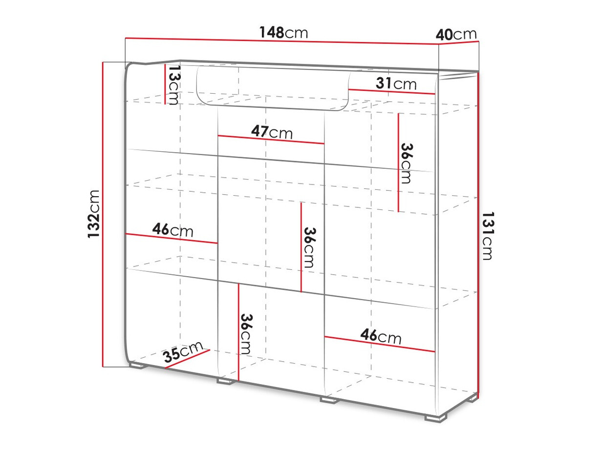 Cómoda Torsone 112 (Blanco + Blanco brillante)
