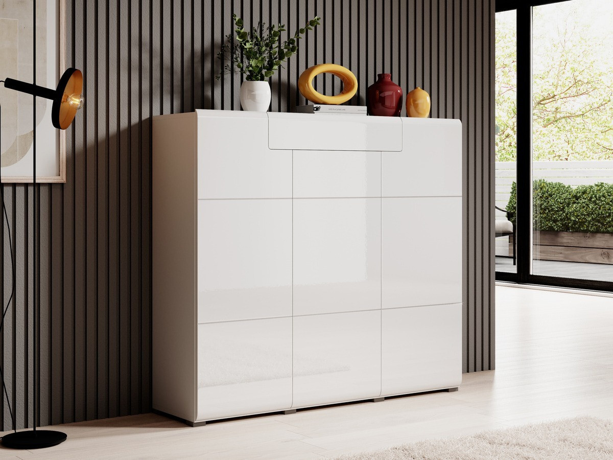 Cómoda Torsone 112 (Blanco + Blanco brillante)