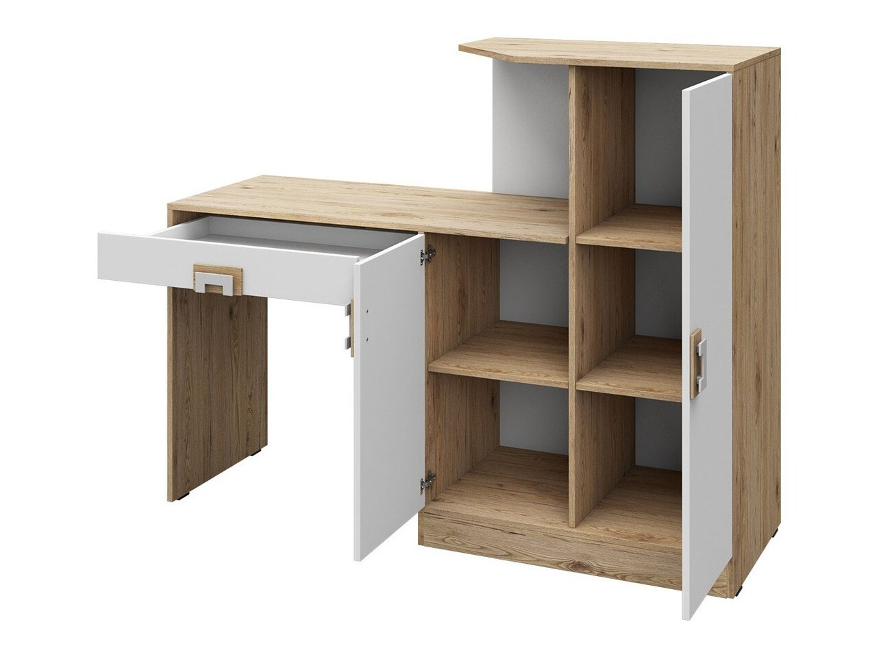 Mesa de oficina Balvire 111 (Roble claro + Blanco + Rosa)