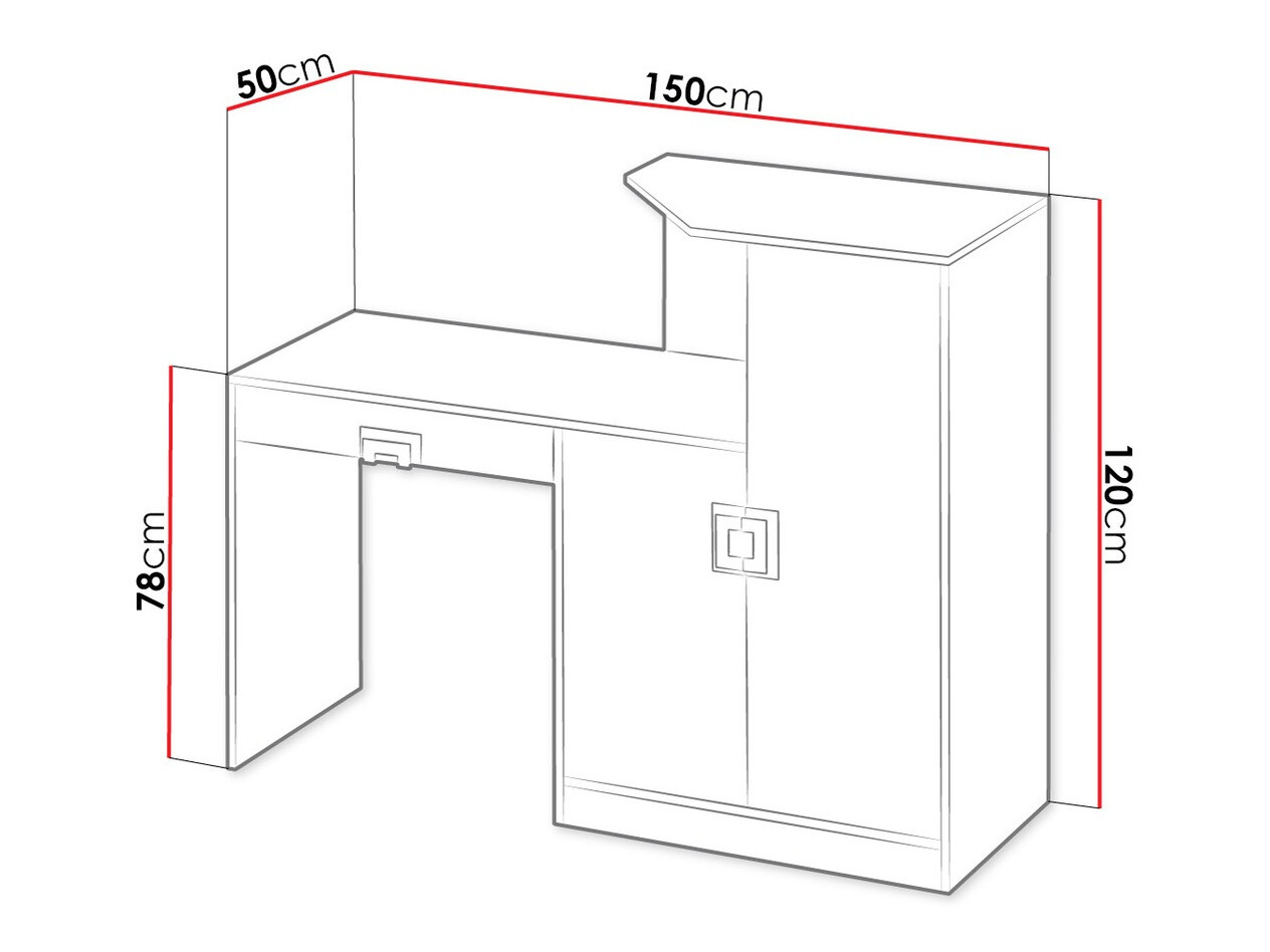 Mesa de oficina Balvire 111 (Roble claro + Blanco + Rosa)