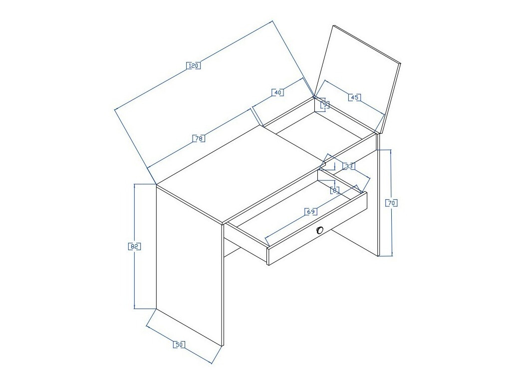 Mesa de oficina Mirelbu 109 (Roble Artisan + Blanco brillante + Negro)