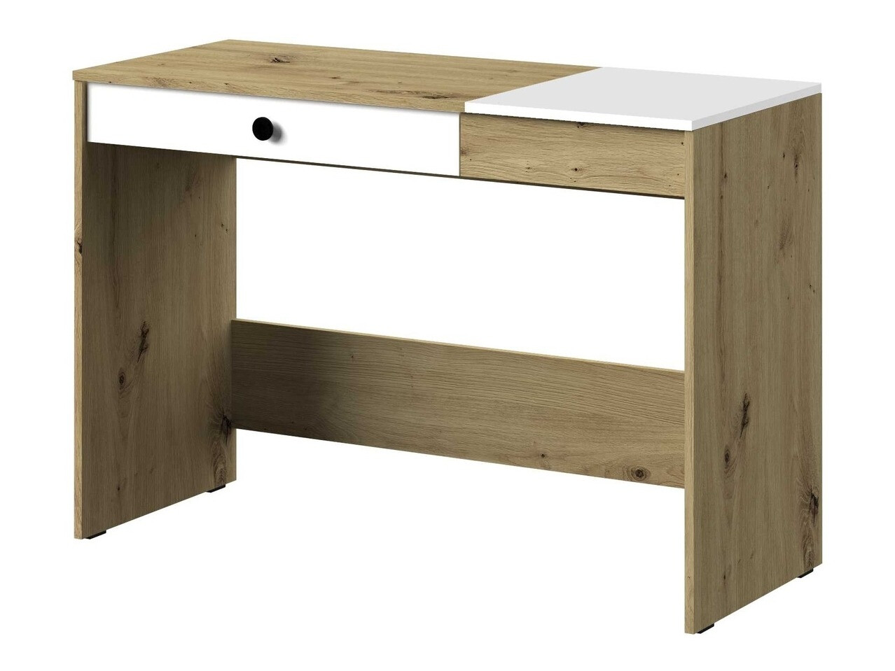 Mesa de oficina Mirelbu 109 (Roble Artisan + Blanco + Negro)