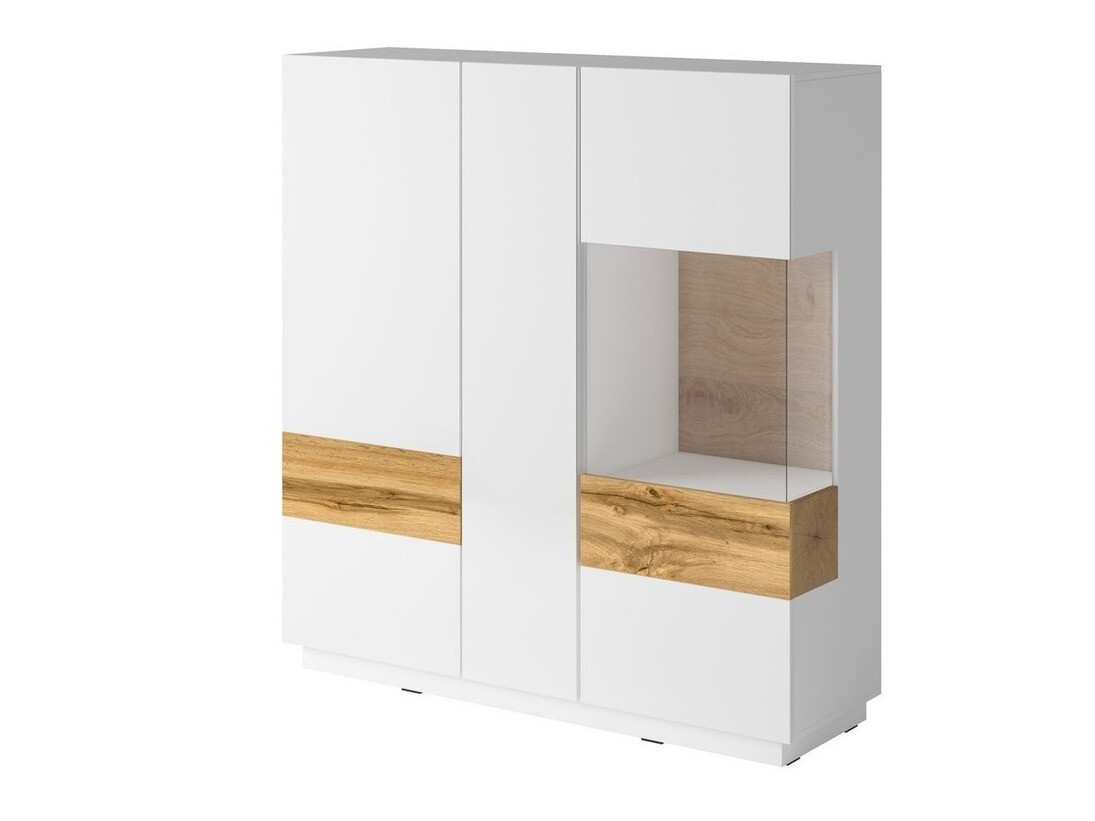 Aparador Livlore 106 (Blanco + Blanco brillante + Roble wotan)