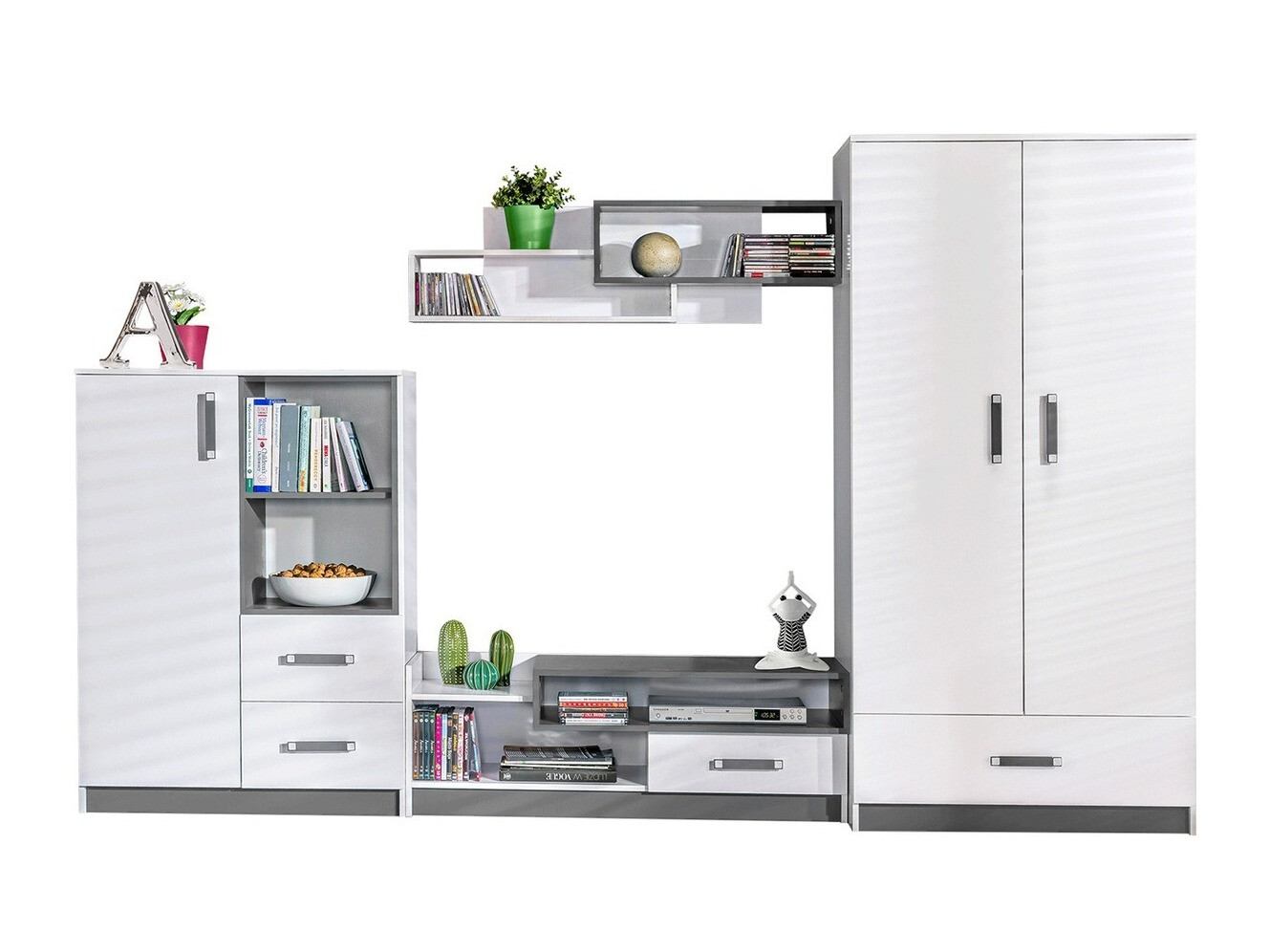 Conjunto de salón Lorlare 101 (Blanco + Gris)