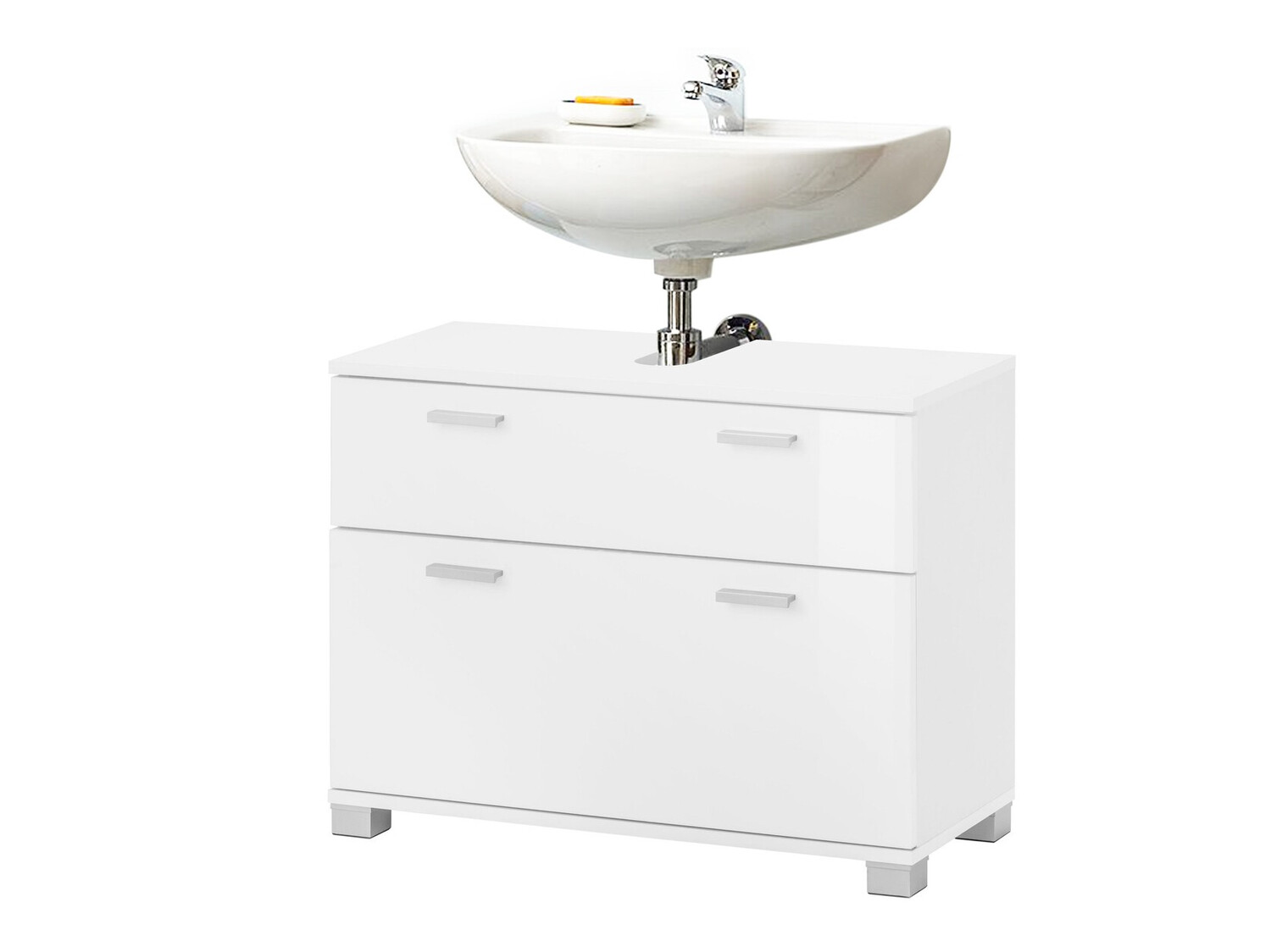 Armario de baño de pie para lavabo Denton 365 (Blanco brillante)