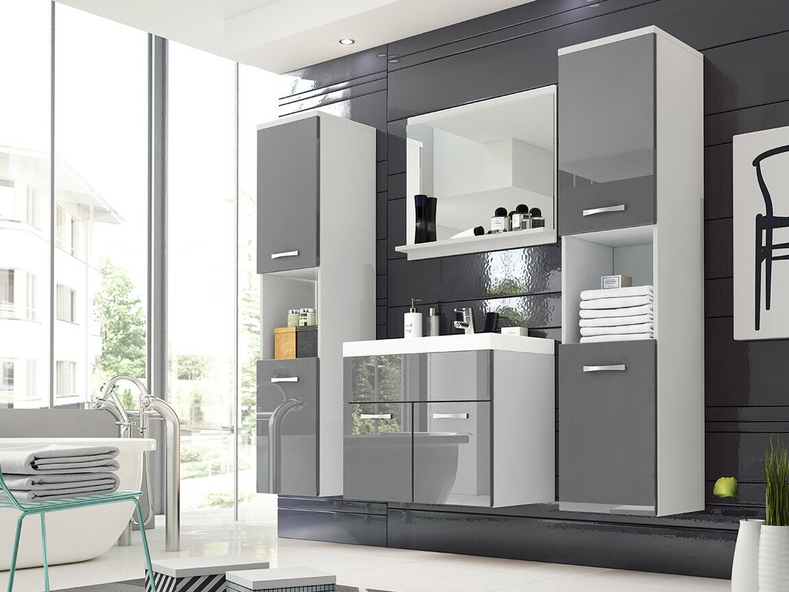 Conjunto de mueble de baño Sarasota 123 (Blanco + Gris brillante)